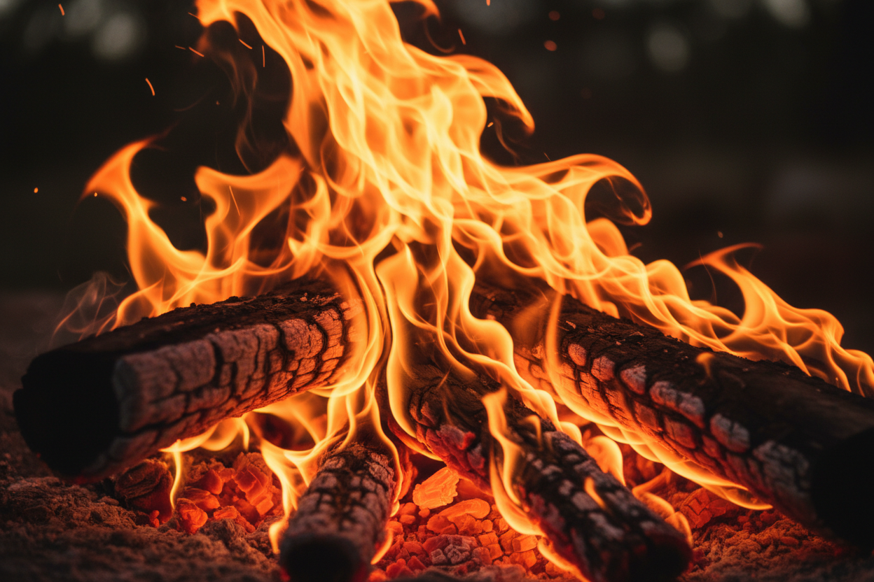 close up campfire
