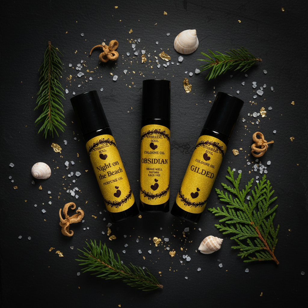 Ethereal Soul Fragrance Oil Collection Flat Lay